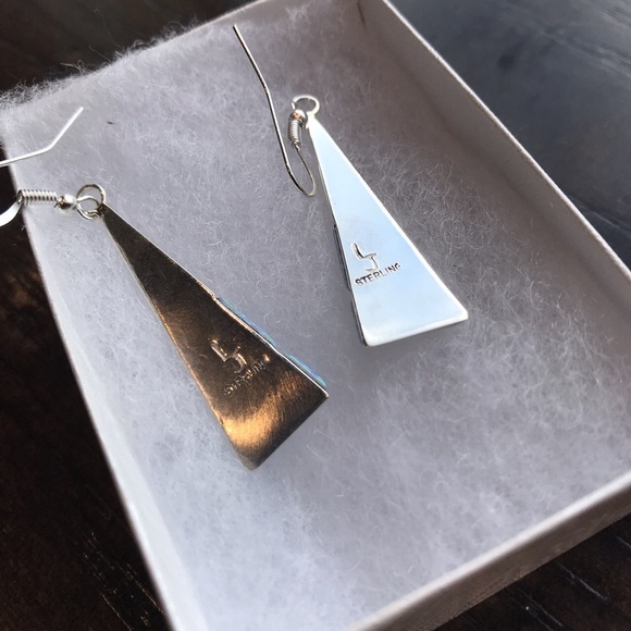 Handmade Sterling Silver & Opalite Earrings - Picture 4 of 4